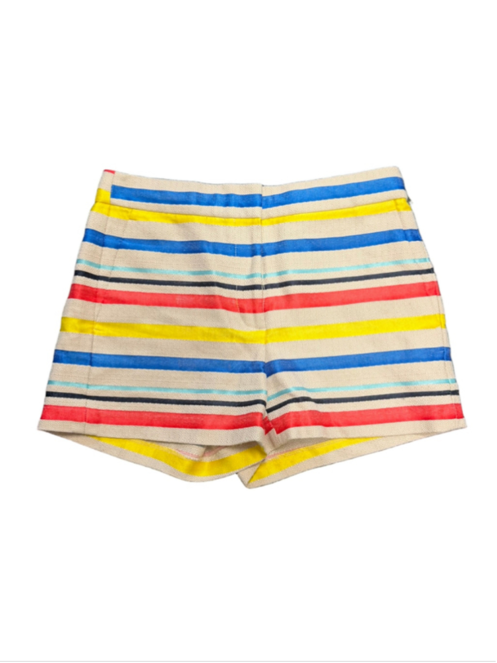 EUC J.Crew Striped Cotton Blend High Rise Shorts Size 0 Multicolor